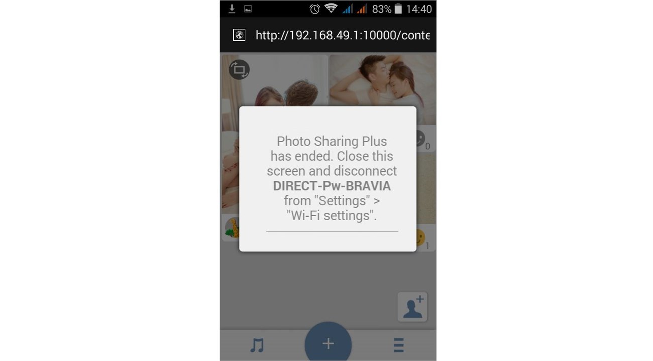 Cách sử dụng tính năng Photo Share trên Android Tivi Sony 2015 > Thoát trình duyệt và ngắt kết nối với wifi của tivi trên điện thoại