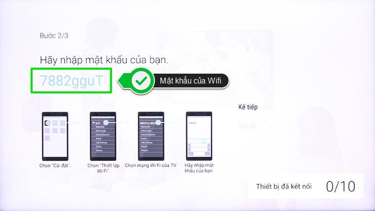 Cách sử dụng tính năng Photo Share trên Android Tivi Sony 2015 > Mật khẩu của wifi phát từ tivi