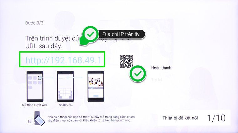 Cách sử dụng tính năng Photo Share trên Android Tivi Sony 2015 > Địa chỉ IP để truy cập giao diện chia sẻ ảnh