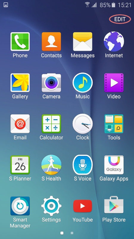 Chỉnh sửa menu ứng dụng