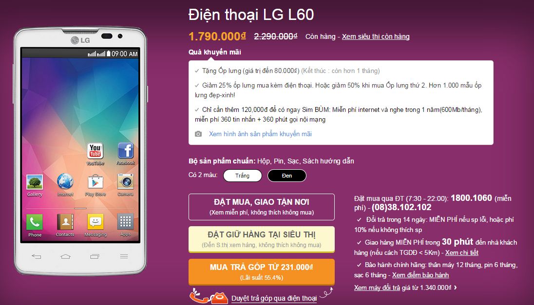 LG L60 giảm giá