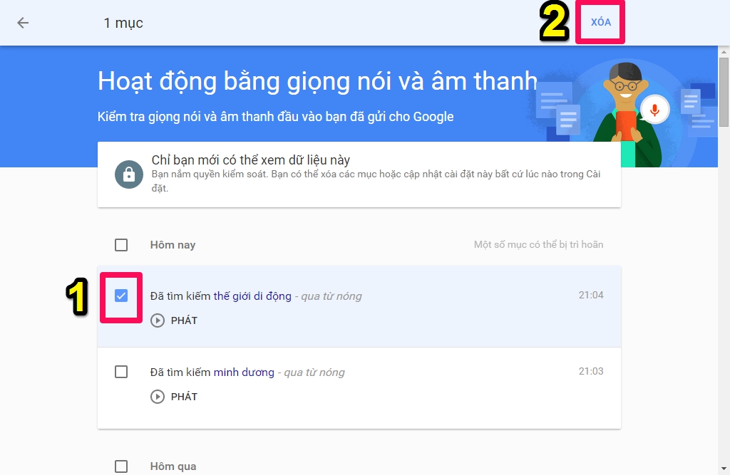 Tùy chọn xóa những bản ghi bạn không thích