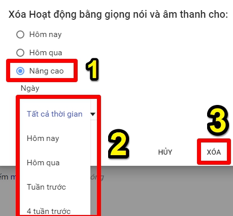 Tùy chọn xóa nâng cao