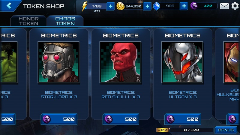 Marvel Future Fight Biometrics