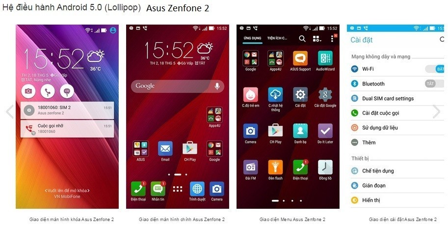 Giao diện ZenUI của Zenfone 2 Giao diện ZenUI của Zenfone 2