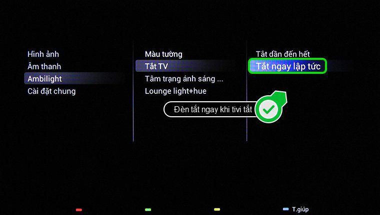 Hiệu ứng tắt đèn ngay lập tức khi tắt tivi