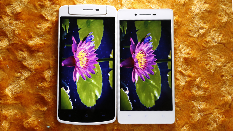Hình ảnh so sánh màn hình của Oppo N1 mini và Oppo R1K