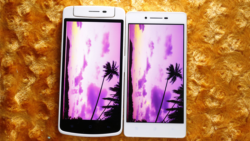 Hình ảnh so sánh màn hình của Oppo N1 mini và Oppo R1K