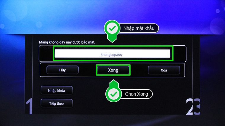 Nhập mật khẩu và chọn Xong