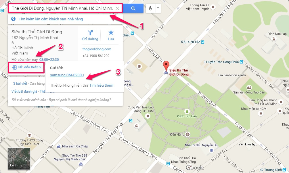 Gửi vị trí Google Maps trên PC vào smartphone Android