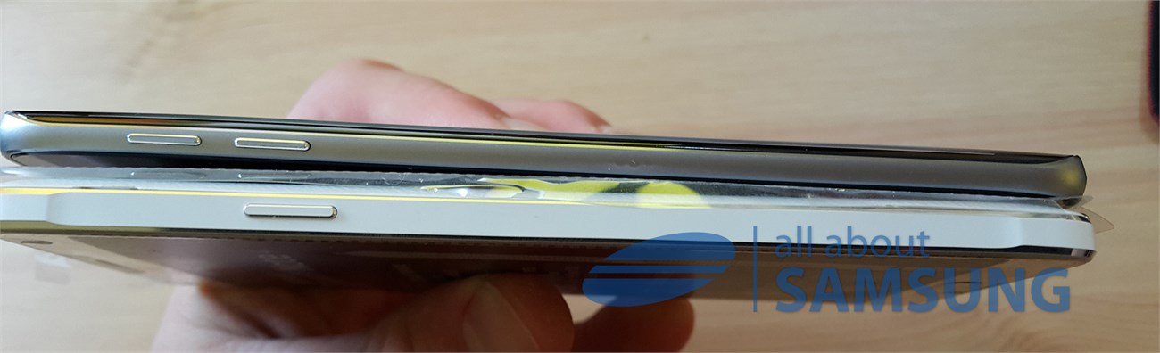 Mô hình Galaxy S6 Edge Plus đọ dáng cùng Galaxy Note 5 > Galaxy S6 Edge Plus có thiết kế lớn hơn cả Note 4 2