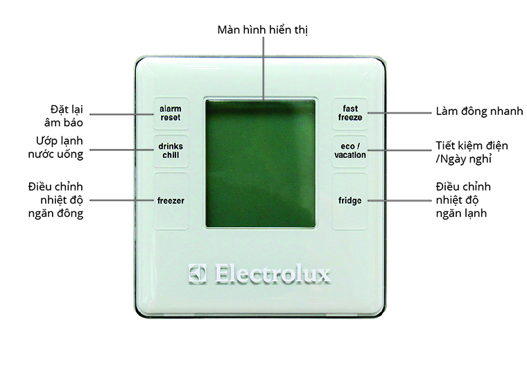 Cách sử dụng bảng điều khiển tủ lạnh Electrolux ETE4407SD 440 lít > Cách sử dụng bảng điều khiển tủ lạnh Electrolux ETE4407SD 440 lít