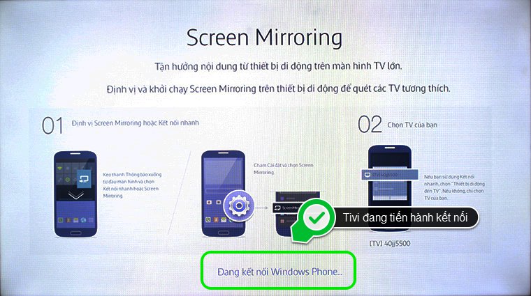 Cách phản chiếu hình ảnh từ điện thoại Windows Phone lên Smart Tivi Samsung 2015 > Cách phản chiếu hình ảnh từ điện thoại Windows Phone lên Smart Tivi Samsung 2015 bằng Screen Mirroring