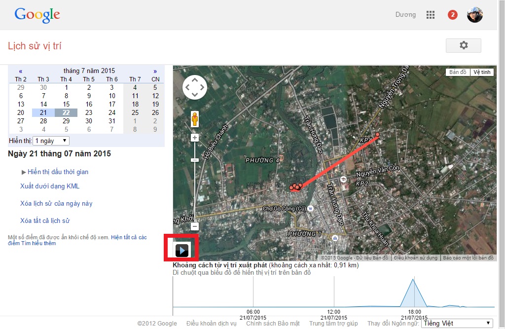 Xem lịch sử vị trí Xem lịch sử vị trí