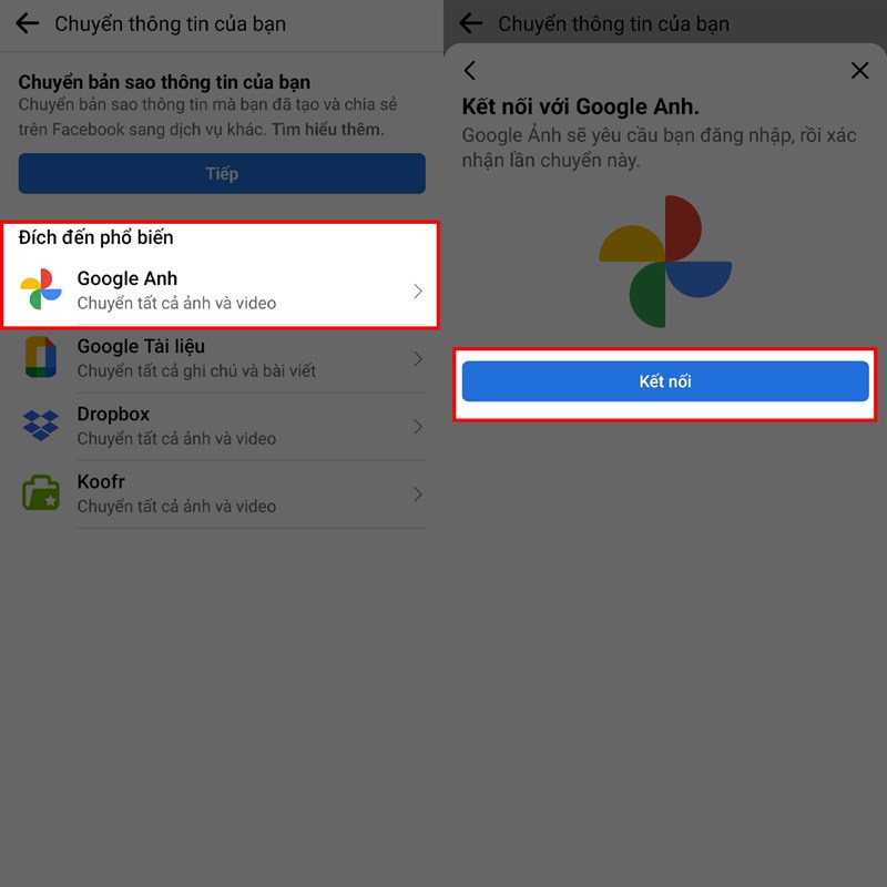 Mẹo chuyển ảnh từ Facebook sang Google Photos