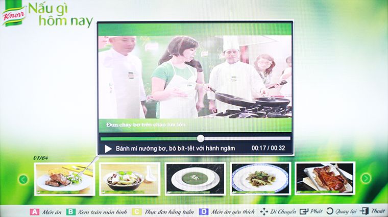 Video được phát trên tivi Cách học nấu ăn trên Smart tivi Samsung 2015 > Video được phát trên tivi