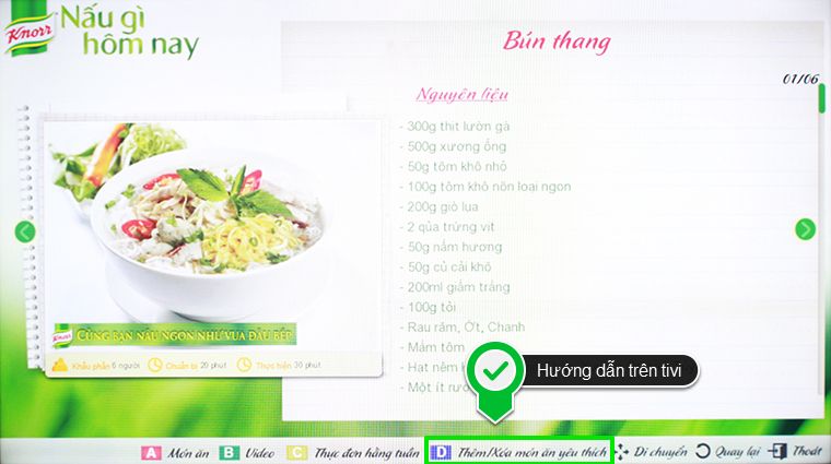 Hướng dẫn thao tác trên tivi Cách học nấu ăn trên Smart tivi Samsung 2015 > Hướng dẫn thao tác trên tivi