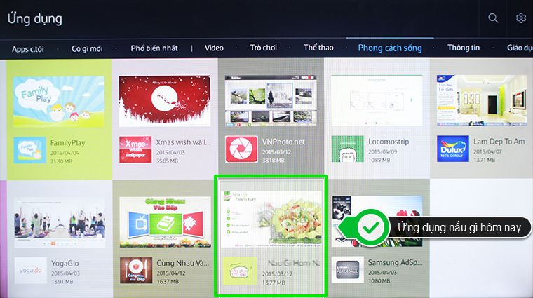 Ứng dụng Nấu Gì Hôm Nay Cách học nấu ăn trên Smart tivi Samsung 2015 > Ứng dụng Nấu Gì Hôm Nay