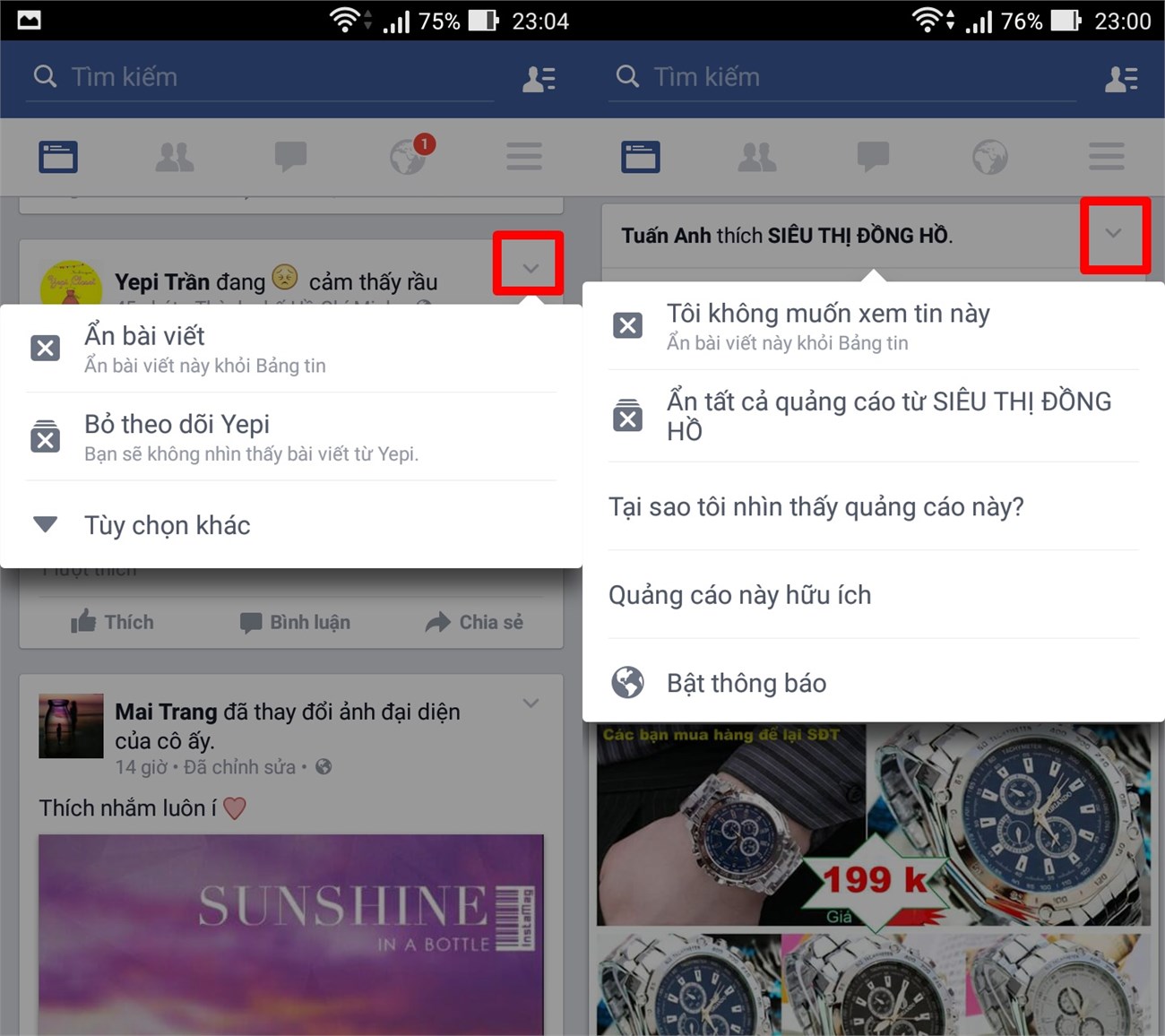 Ẩn bạn bè gây phiền nhiễu và bài viết từ các nguồn cấp dữ liệu tin tức của bạn Ẩn bạn bè gây phiền nhiễu và bài viết từ các nguồn cấp dữ liệu tin tức của bạn