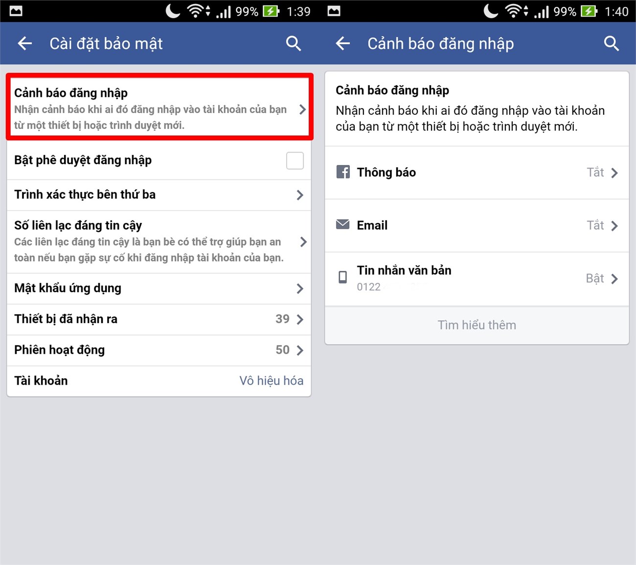 Cảnh báo đăng nhập Cảnh báo đăng nhập
