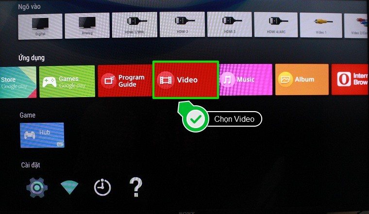 Chọn Video trong mục Ứng dụng
