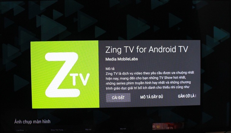 Cài đặt Zing TV cho Android tivi