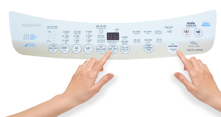 Cách sử dụng bảng điều khiển máy giặt Toshiba AW-B1000GV và AW-B1100GV