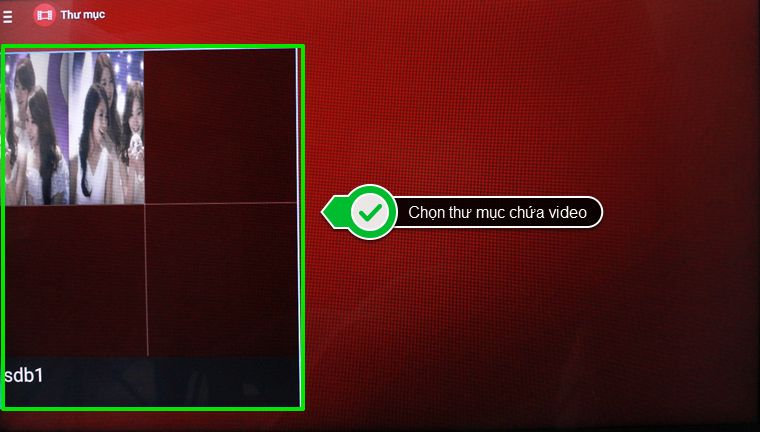 Cách kết nối HUB USB với Android tivi Sony 2015 > Chọn thư mục chứa video muốn xem