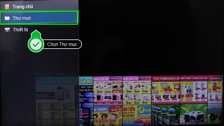 Cách kết nối HUB USB với Android tivi Sony 2015 > Chọn Thư mục