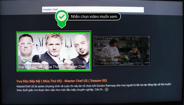 Cách sử dụng ứng dụng FPT Play trên Android tivi Sony 2015 > Chọn video mà bạn muốn xem