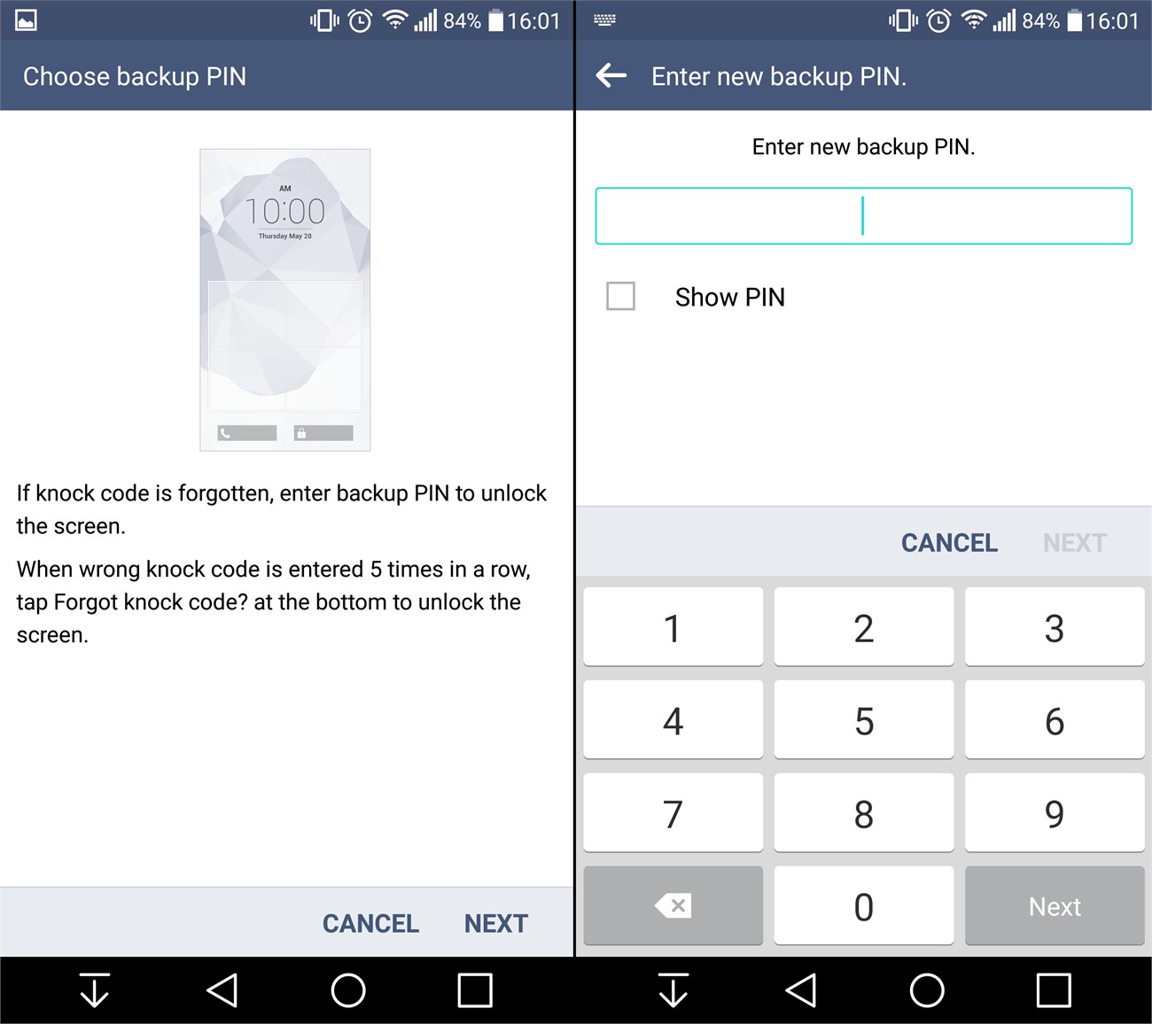 Thiết lập thêm mã PIN dự phòng