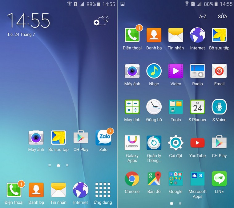 Giao diện TouchWiz trên nền Android 5.1 của Samsung