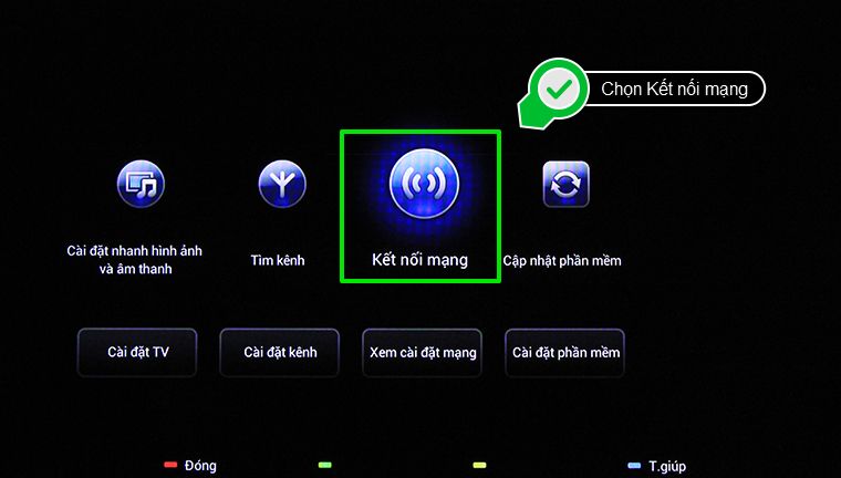 Cách sử dụng điều khiển tivi Philips PFT6509S > Chọn mục Kết nối mạng