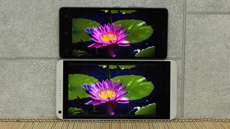 Ảnh so sánh màn hình của Gionee Elife S5.1 và HTC Desire 816G