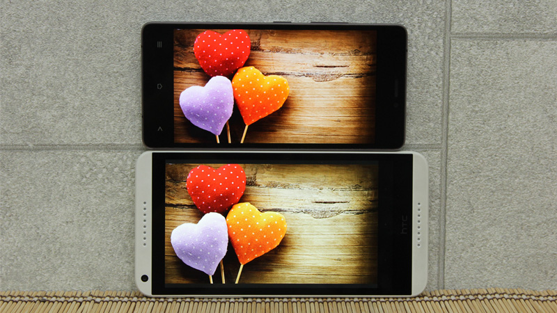 Ảnh so sánh màn hình của Gionee Elife S5.1 và HTC Desire 816G