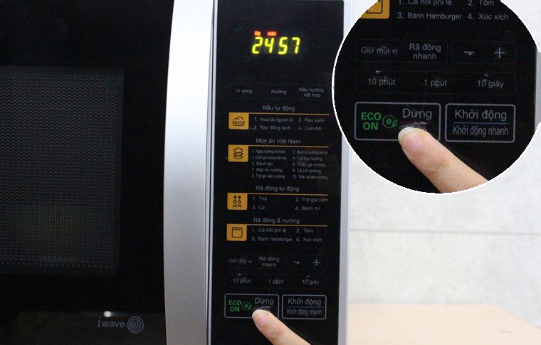 Để tạm dừng quá trình nấu, nhấn “DỪNG / XÓA” Cách sử dụng chế độ nấu kết hợp cho lò vi sóng LG MH6342B > Để tạm dừng quá trình nấu, nhấn “DỪNG / XÓA”