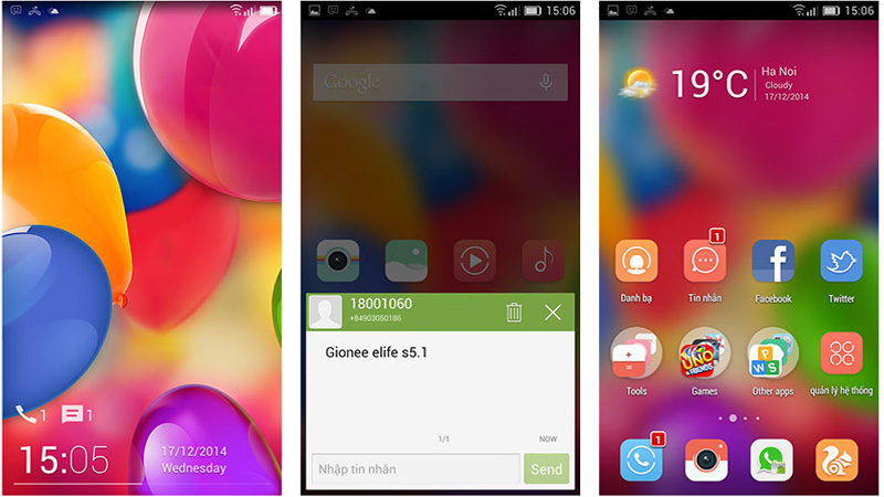 Giao diện Android 4.4 trên Gionee Elife S5.1