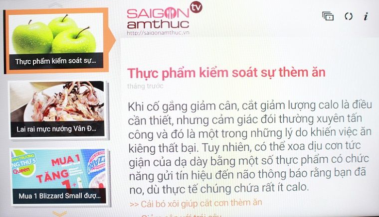 Giao diện đọc báo của ứng dụng Sài Gòn Ẩm Thực