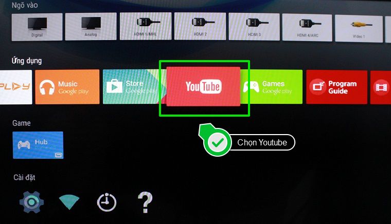 Chọn ứng dụng Youtube