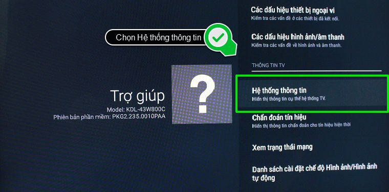 Chọn mục Hệ thống thông tin