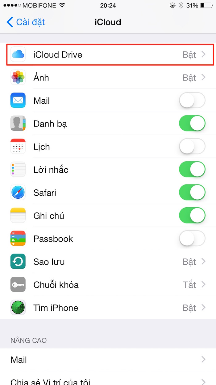Cách bật iCloud Drive Cách bật iCloud Drive