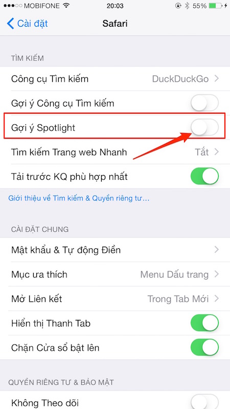 Tự động hiển thị các ứng dụng