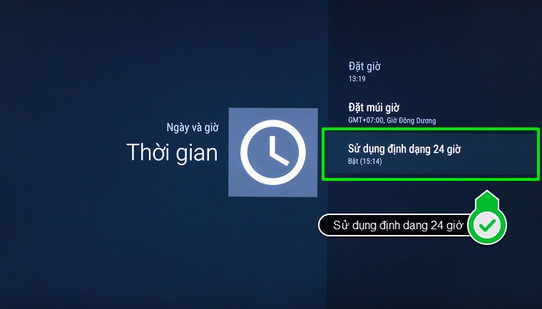 Chọn Sử dụng định dạng 24 giờ