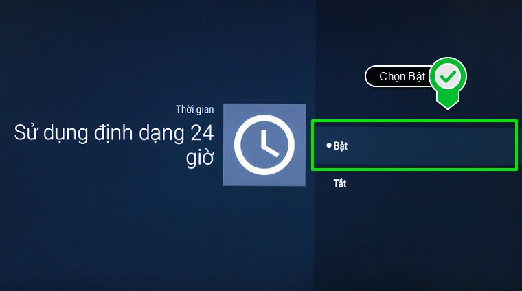 Bật Sử dụng định dạng 24 giờ