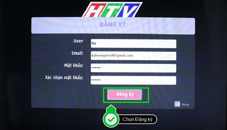 Bước 3: Nhập các thông tin đăng ký bao gồm User, Email và Mật khẩu. Sau đó, bạn chọn Đăng ký.