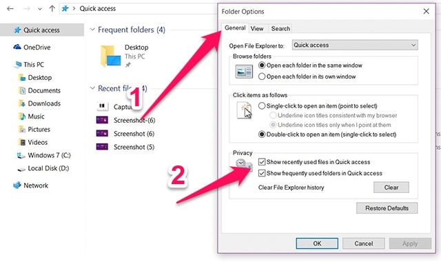 Tùy chỉnh File Explore Options