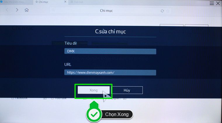 Đặt lại tên trang web rồi chọn Xong