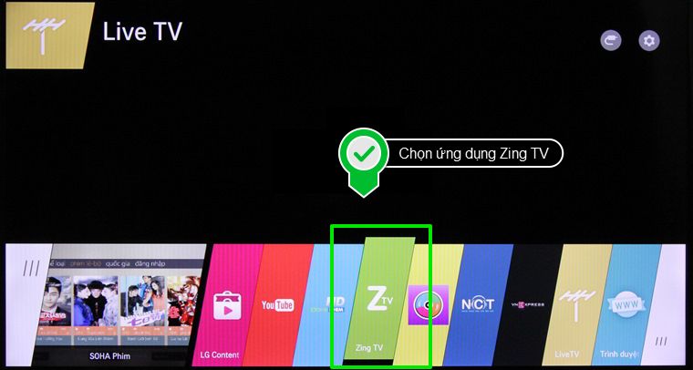 Chọn ứng dụng Zing TV