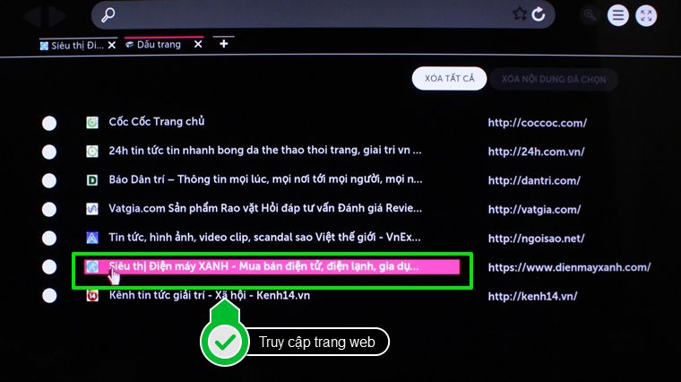 Truy cập trang web đã đánh dấu