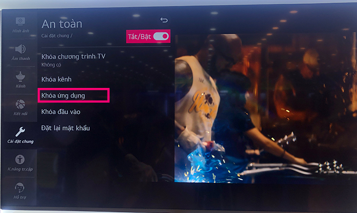 Chọn tính năng khóa ứng dụng